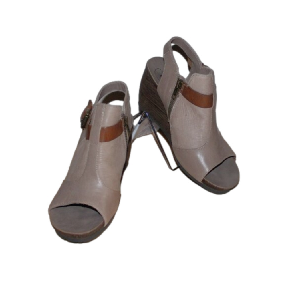 13A   CUTE LADIES OTBT WEDGE OPEN TOE SANDALS - 8 - TAN LEATHER